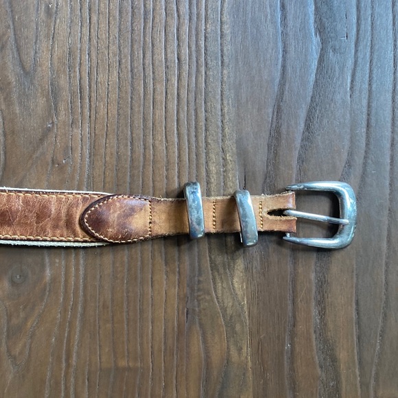 Mens distressed leather embroidered vintage sailfish fishing belt silver tip - Picture 7 of 8